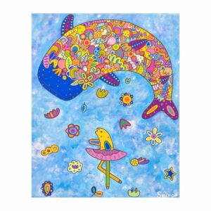 アクリル画 のおすすめ作品・人気作家 イラスト 花 魚 カラフル ジンベエザメ ねえ、みてて！ インテリア絵画 アート