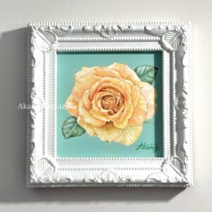 水彩画 のおすすめ作品・人気作家 水彩画 花 1点物 バラ 原画 小作品 植物画 透明水彩 Yellow Rose (スタンドタイプのフレーム付き) インテリア絵画 アート