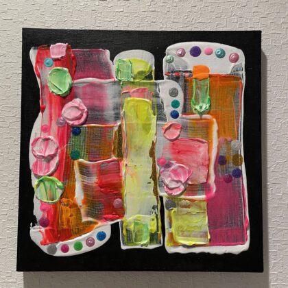 アクリル画 のおすすめ作品・人気作家 抽象画 カラフル テクスチャーアート ネオンカラー 楽しい 現代アート fun feeling インテリア絵画 アート