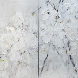 絵画 のおすすめ作品・人気作家 抽象画 植物 花 2連キャンバス フラワー フローラル ボタニカル 白色 Flowers インテリア絵画 アート