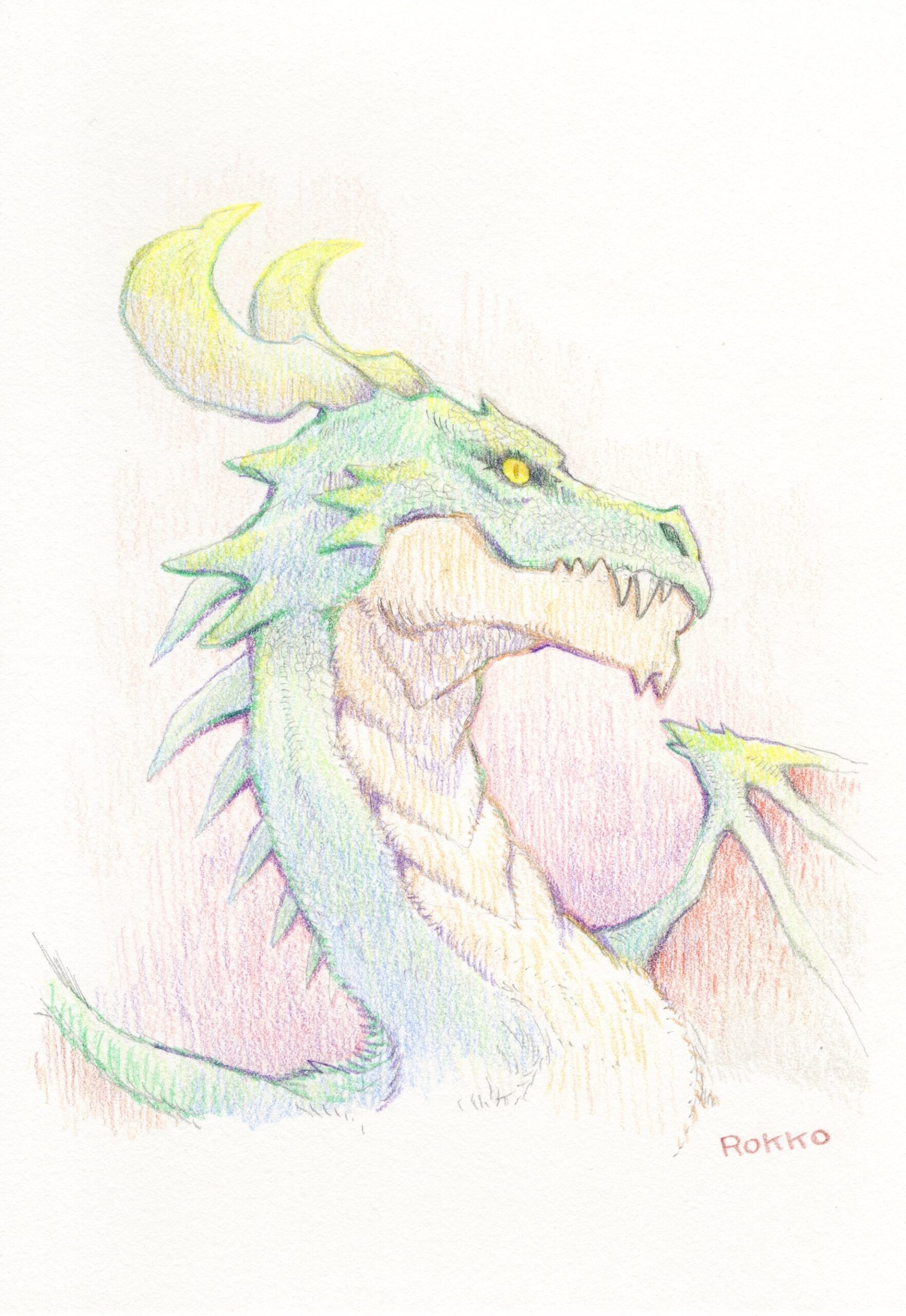 絵画 のおすすめ作品・人気作家 ドラゴン 色鉛筆 ドラゴン インテリア絵画 アート