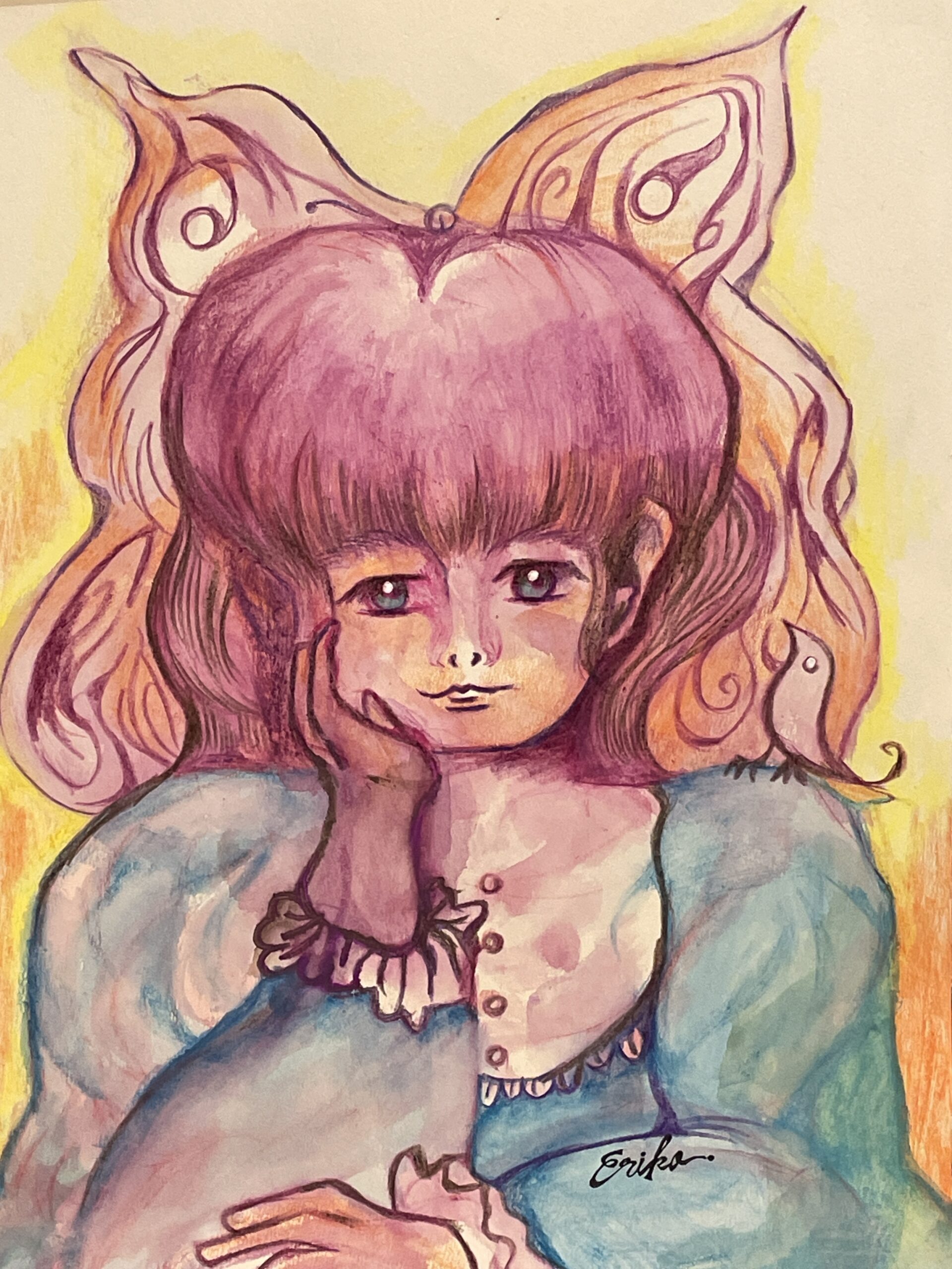 水彩画 のおすすめ作品・人気作家 人物　女の子 シャルロッテの肖像 インテリア絵画 アート
