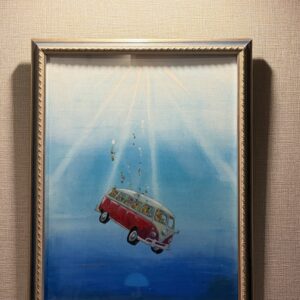 絵画 のおすすめ作品・人気作家 乗り物 青 鮮やか 思い出とバス インテリア絵画 アート