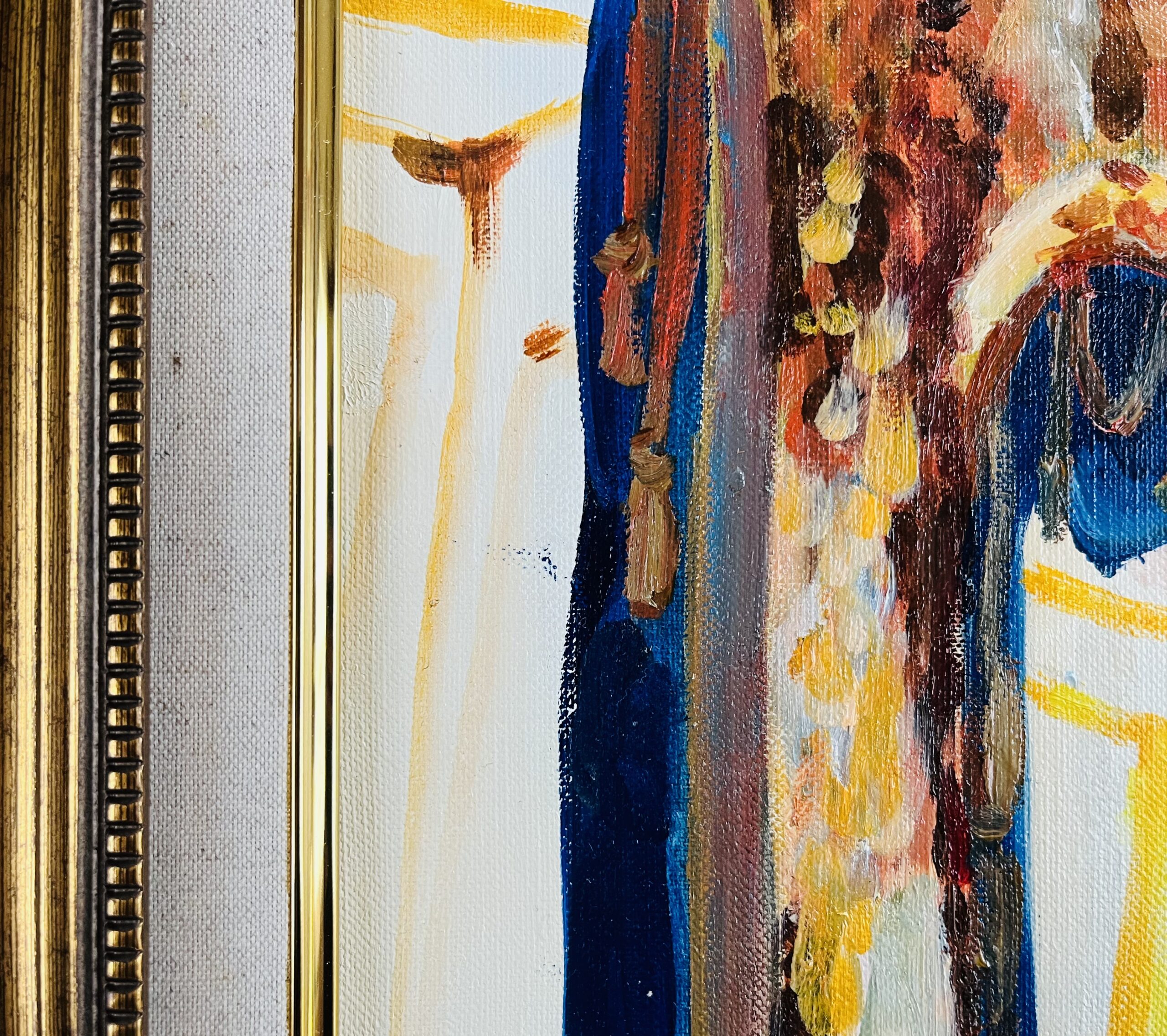 原画・油彩「シャンデリア」絵画・F8（38×46㎝）額装・アート