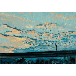 絵画 のおすすめ作品・人気作家 油彩 風景画 原画・油彩「優しい夕空」絵画・サムホール(16×23㎝)アート・キャンバス インテリア絵画 アート