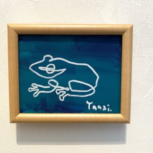 その他 アクリル 緑 かえる アクリル画 カエル シンプル ミニマムアート 一本線 一筆書き 爬虫類 生き物 生物 青 自由なカエル インテリア絵画 アート