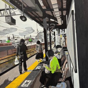 アクリル画 のおすすめ作品・人気作家 アクリル モノクロ 黒 art station アート ブラック 絵画 風景画 駅 station(紙のみ) インテリア絵画 アート