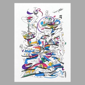 ペン画 ドローイングのおすすめ作品・人気作家 抽象画 カラフル 夢 未来 街 風景画 Dreams across a Future City インテリア絵画 アート