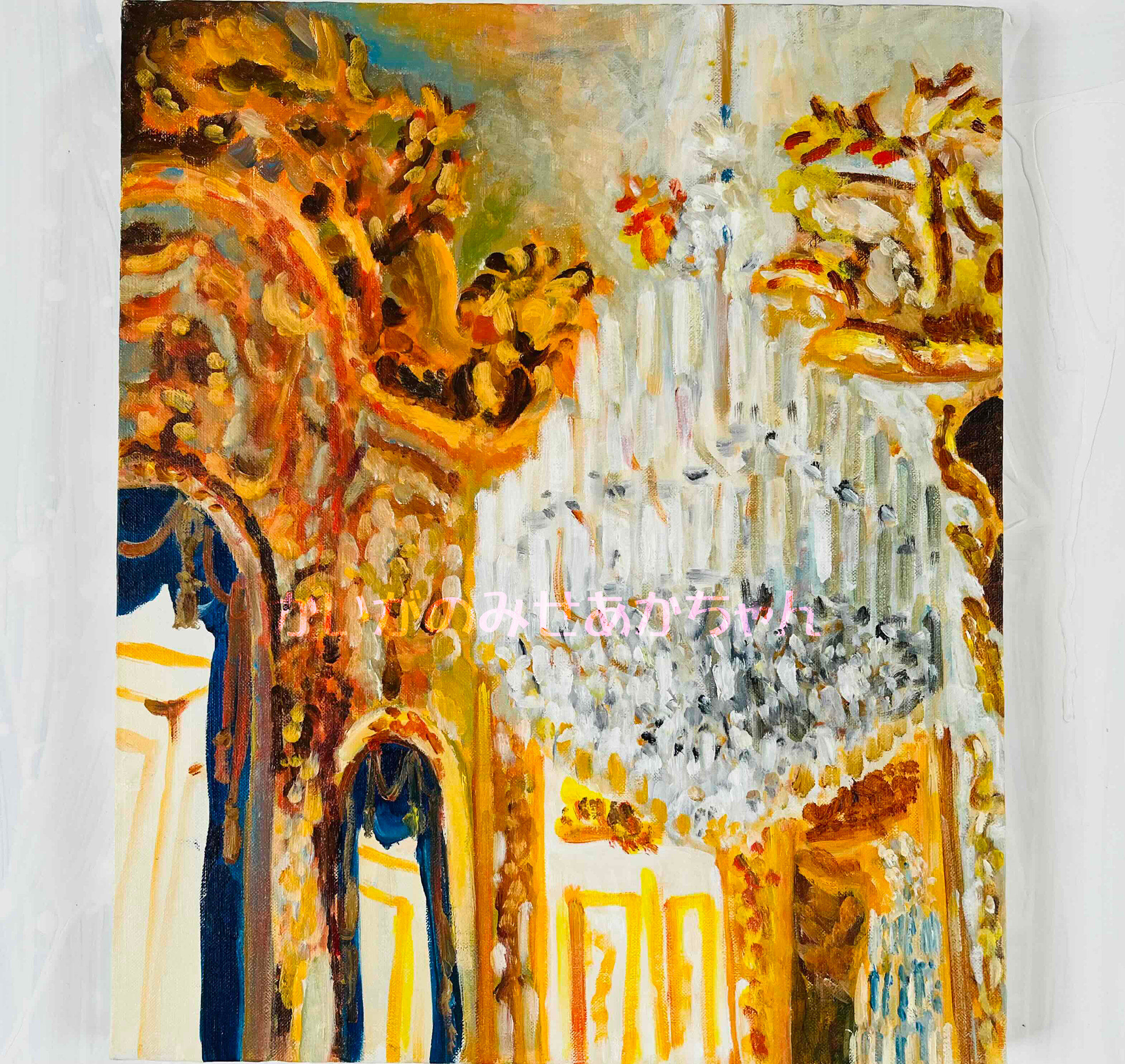 50×61㎝「シャンデリア　２」油彩・原画・F12 原画・油彩「シャンデリア」絵画・F8（38×46㎝）額装・アート