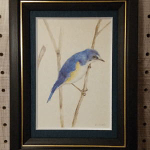 水彩画 のおすすめ作品・人気作家 動物 鳥 水彩 色鉛筆 青 A moment hesitation インテリア絵画 アート