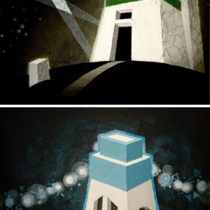 アクリル画 のおすすめ作品・人気作家 アクリル 幻想 建物 空想 幻想建物(3点セット) インテリア絵画 アート