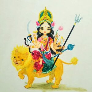 水彩画 のおすすめ作品・人気作家 ヒンドゥーの神々女神透明水彩色鉛筆 ドゥルガー インテリア絵画 アート