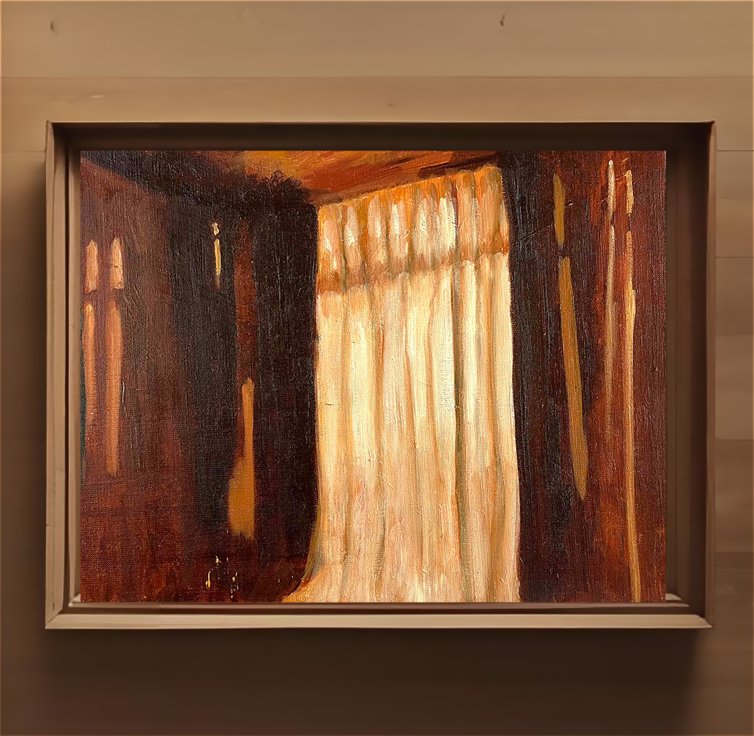 原画・油彩「夕方の部屋の中 」絵画・F6（32×41㎝）アート・キャンバス 原画・油彩「夕方の部屋の中」絵画・F6（32×41㎝）アート・キャンバス