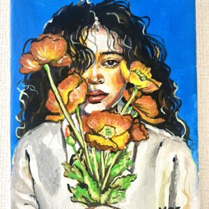 イラスト のおすすめ作品・人気作家 ポピー 少女 青 ポピーの花を持つ少女 インテリア絵画 アート