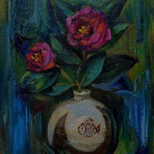 油絵 のおすすめ作品・人気作家 油絵 花 冬の彩り 山茶花 山茶花 インテリア絵画 アート