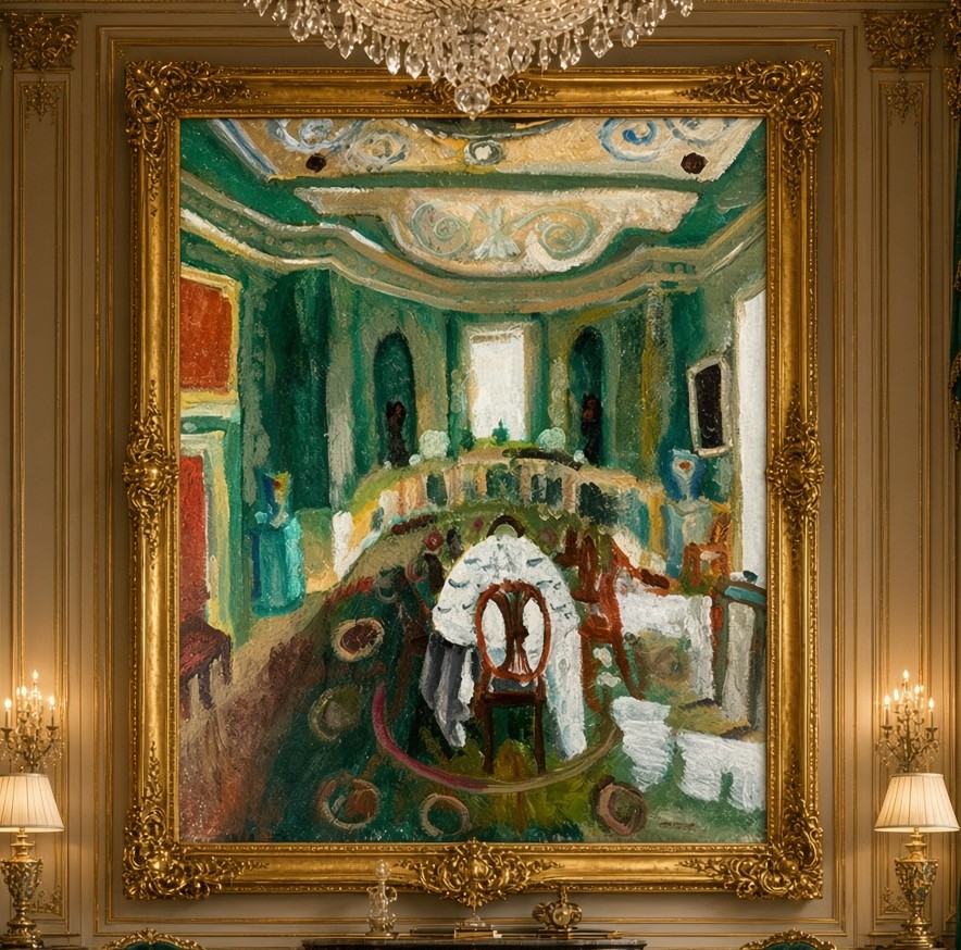 油彩・原画「異国の部屋 3」絵画 F12（50×61㎝）アート・キャンバス