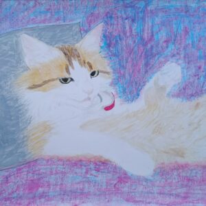 水彩画 のおすすめ作品・人気作家 猫 パステル 水彩 A relaxing cat インテリア絵画 アート