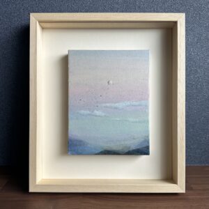 日本画 のおすすめ作品・人気作家 ピンク パステルカラー 日本画 月 朝 空 風景 夜明けの月 インテリア絵画 アート