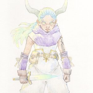 絵画 のおすすめ作品・人気作家 人物 色鉛筆 ツノ インテリア絵画 アート