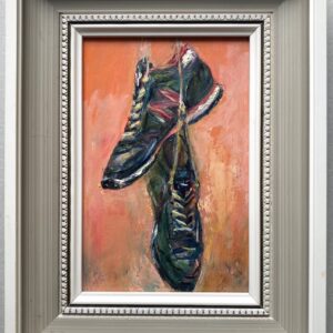 絵画 のおすすめ作品・人気作家 オレンジ 油彩画 青 Old Sneakers インテリア絵画 アート