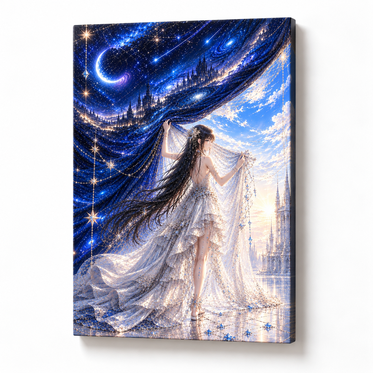 イラストの美しいファンタジーアートデジタルアートポスター 星境を纏う ― Between the Cobalt Night and the Dawn ―』 | ぱち子