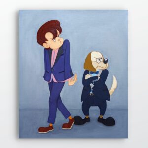 アクリル画 のおすすめ作品・人気作家 人物 犬 アクリル画 インテリア キャラクター ポップアート 現代アート 紫 こんなパーティーはごめんだ インテリア絵画 アート