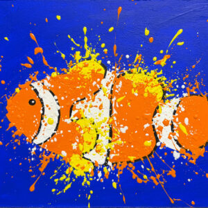 アクリル画 のおすすめ作品・人気作家 海 赤 魚 ポップアート 青 黄 クラウンフィッシュ インテリア絵画 アート