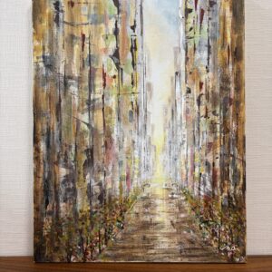 絵画 のおすすめ作品・人気作家 秋街角風景高層ビルニューヨーク都会大通り琥珀色陽光朝日光パワーエネルギー吉兆瑞兆 秋暁 インテリア絵画 アート
