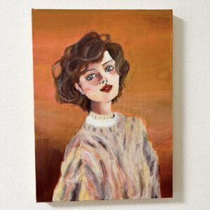 絵画 のおすすめ作品・人気作家 抽象画 Yuka Mitsufuji アクリル画 アート販売 アート買う インテリア キャンバス 人物画 光藤有佳 女性の絵 ニットを着た女性(加筆複製画) インテリア絵画 アート