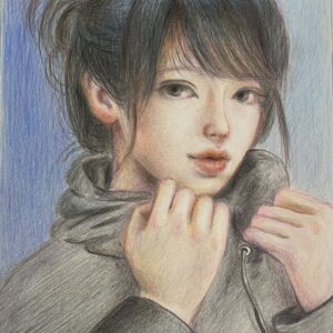絵画 のおすすめ作品・人気作家 女性 人物画 女の子，パーカー，カジュアル 季節 秋 美少女 秋風の帰り道 インテリア絵画 アート
