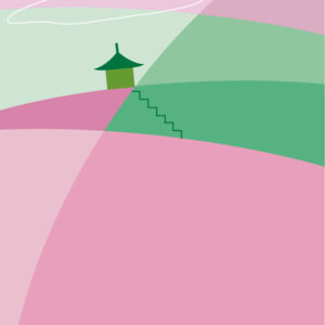 デジタルイラスト のおすすめ作品・人気作家 ピンク 花 インテリア カフェ シンプル モダン 寺 春 詩 風景画 花の寺院 インテリア絵画 アート