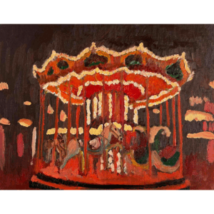 絵画 のおすすめ作品・人気作家 油彩画 メリーゴーランド 原画・油彩「夜のメリーゴーランド」絵画・F6（32×41㎝）アート・キャンバス インテリア絵画 アート