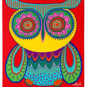 手描きイラスト のおすすめ作品・人気作家 ふくろうカラフル 色彩の賢者 インテリア絵画 アート