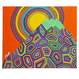 手描きイラスト のおすすめ作品・人気作家 富士山峰太陽 琥珀峰 インテリア絵画 アート