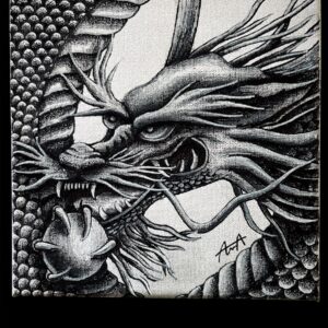 手描きイラスト のおすすめ作品・人気作家 龍モノクロ五本爪 五本爪龍 インテリア絵画 アート