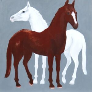 絵画 のおすすめ作品・人気作家 動物 白 ブラウン モノクローム 動物画 馬 White and Brown インテリア絵画 アート