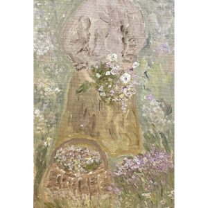アクリル画 のおすすめ作品・人気作家 アクリル 女性 花 淡色 花かご 花かごと女性 インテリア絵画 アート