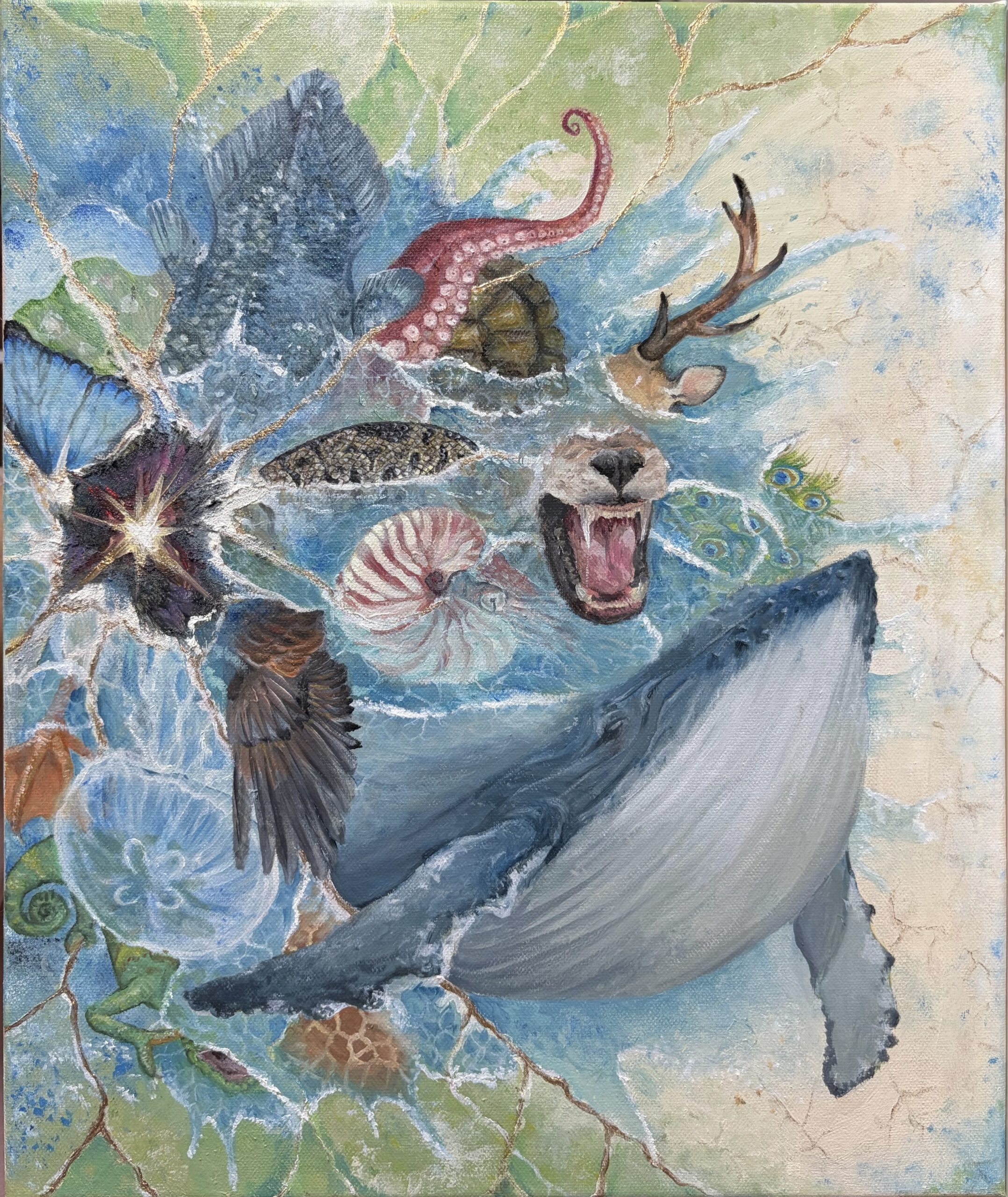 絵画 のおすすめ作品・人気作家 鯨，アート，動物画 分岐（額付き） インテリア絵画 アート