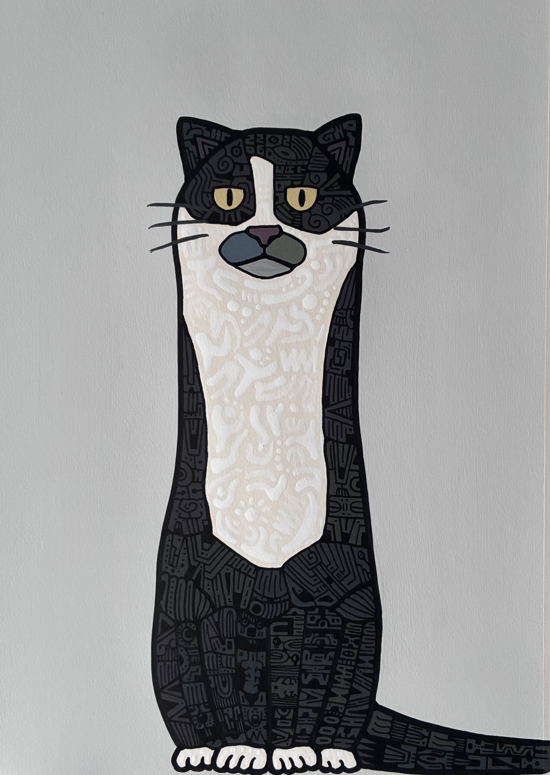 絵画 のおすすめ作品・人気作家 アクリル イラスト 猫 白 黒 猫氏の肖像 インテリア絵画 アート