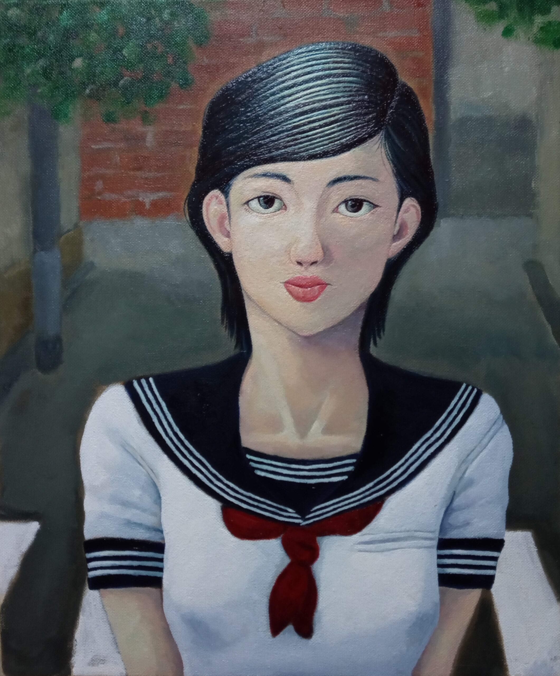油絵 のおすすめ作品・人気作家 現代アート，ポップアート，油彩画，少女，セーラー服，少女 A， 少女 A インテリア絵画 アート