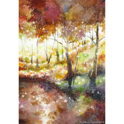 水彩画 のおすすめ作品・人気作家 イラスト 光 木 森 水彩画 緑 自然 アート 並木道 原画 散歩 水彩 秋 紅葉 絵画 葉 銀杏 陽 風景画 秋立つ インテリア絵画 アート