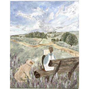 絵画 のおすすめ作品・人気作家 青空とルピナス畑と友達と読書 インテリア絵画 アート
