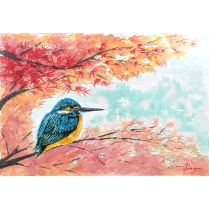 水彩画 のおすすめ作品・人気作家 自然 カワセミ 原画 景色 水彩 秋 紅葉 絵画 風景 風景画 彩り インテリア絵画 アート