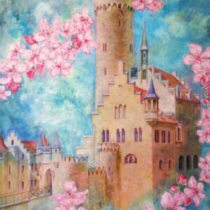 油絵 のおすすめ作品・人気作家 花 ドイツ ベージュ 城 妖精の城 インテリア絵画 アート