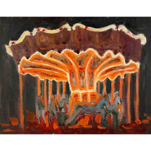 絵画 のおすすめ作品・人気作家 油彩画 メリーゴーランド 油彩画 「夜のメリーゴーランド7」｜アート 絵画 原画 32×41cm F6 キャンバス インテリア絵画 アート