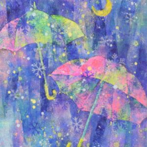 油絵 のおすすめ作品・人気作家 ピンク 抽象画 星 油絵 かわいい カサ カラフル グリーン ブルー メルヘン 傘 夜空 星空 癒し 青 星降る日 インテリア絵画 アート