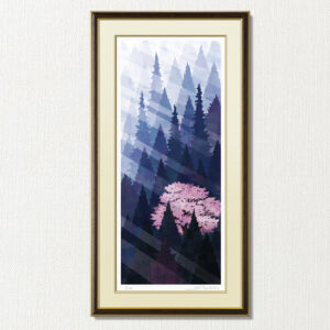 版画 のおすすめ作品・人気作家 fineart modernart Nature インテリアアート ファインアート モダンアート 朝日 桜 樹 額付き 額装品 一本桜（WA-023・35×70） インテリア絵画 アート
