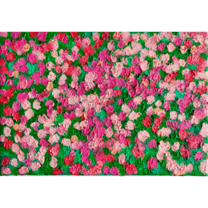 絵画 のおすすめ作品・人気作家 花 花畑 華やか 原画・油彩「ピンクの花畑」絵画・サムホールサイズ(16×23㎝) インテリア絵画 アート