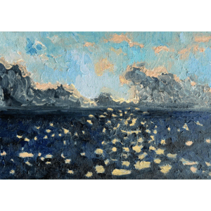 絵画 のおすすめ作品・人気作家 海 風景画 原画・油彩「朝の海 i 」絵画・サムホール（16×23㎝） インテリア絵画 アート