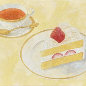 日本画 のおすすめ作品・人気作家 白 黄色 ケーキ スイーツ 食べ物 苺のショートケーキ インテリア絵画 アート